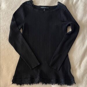 White House Black Market Elegant Black Long Sleeve Top